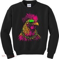 Mardi Gras Chicken Sunglasses Beads Farmer New Orleans Party Kids Sweatshirt thumb 0