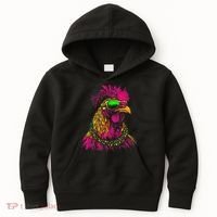 Mardi Gras Chicken Sunglasses Beads Farmer New Orleans Party Kids Hoodie thumb 0