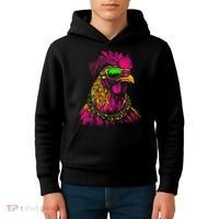 Mardi Gras Chicken Sunglasses Beads Farmer New Orleans Party Kids Hoodie thumb 4