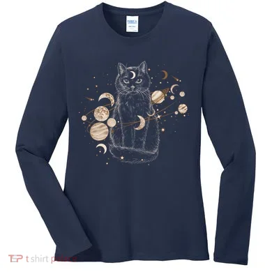 Magical Galaxy Cat Women's Long Sleeve Shirt