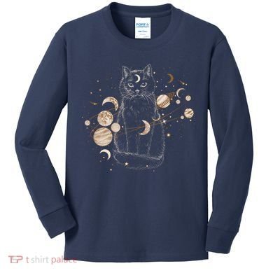 Magical Galaxy Cat Kids Long Sleeve Shirt