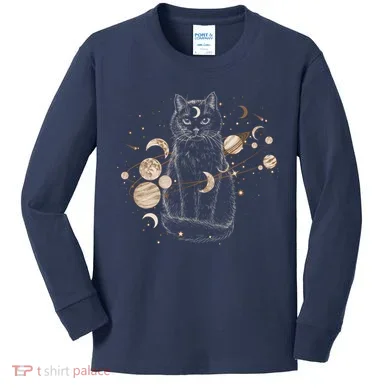Magical Galaxy Cat Kids Long Sleeve Shirt