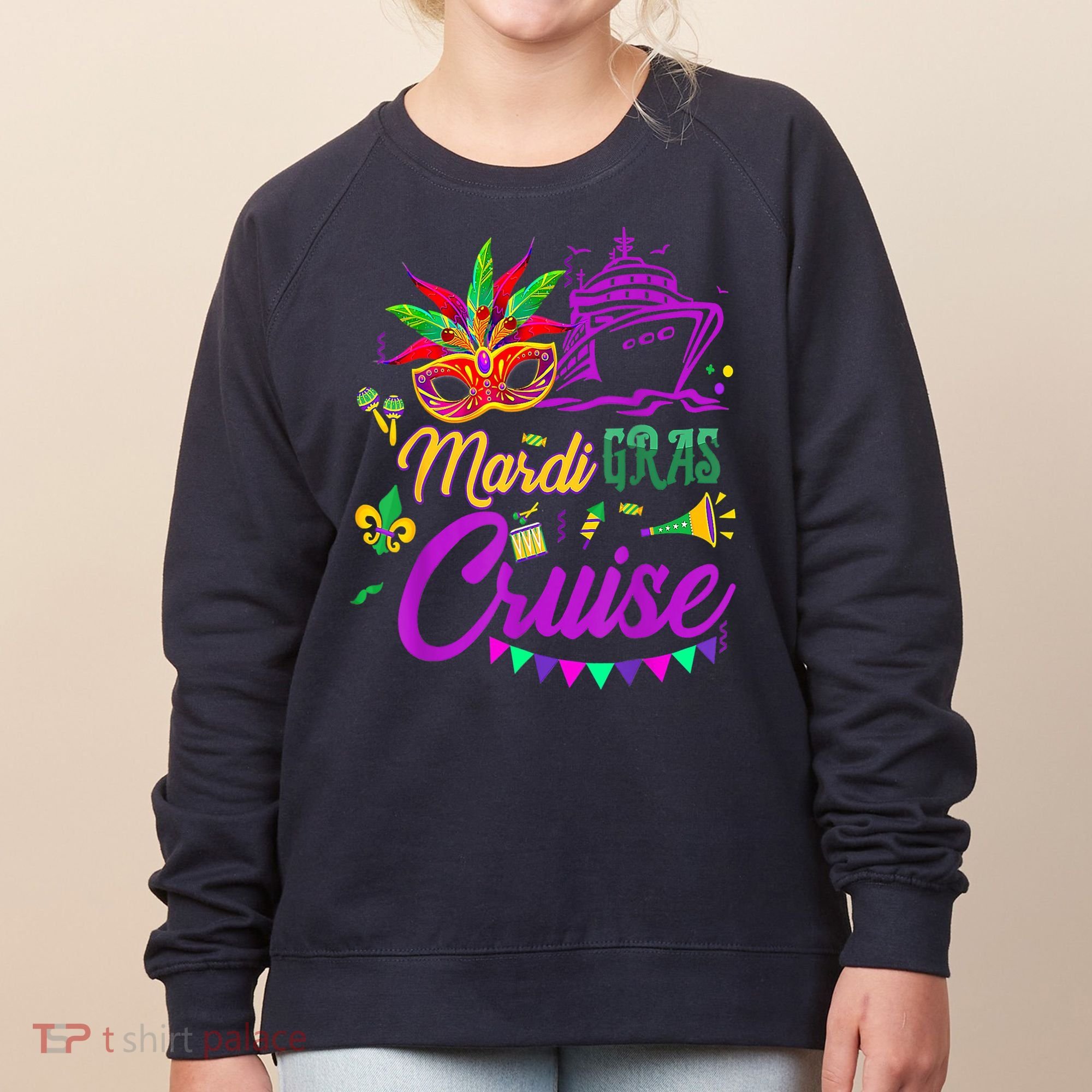 Mardi Gras Cruise Cruising Mask Cruise Ship Party Costume Women's Sweatshirt