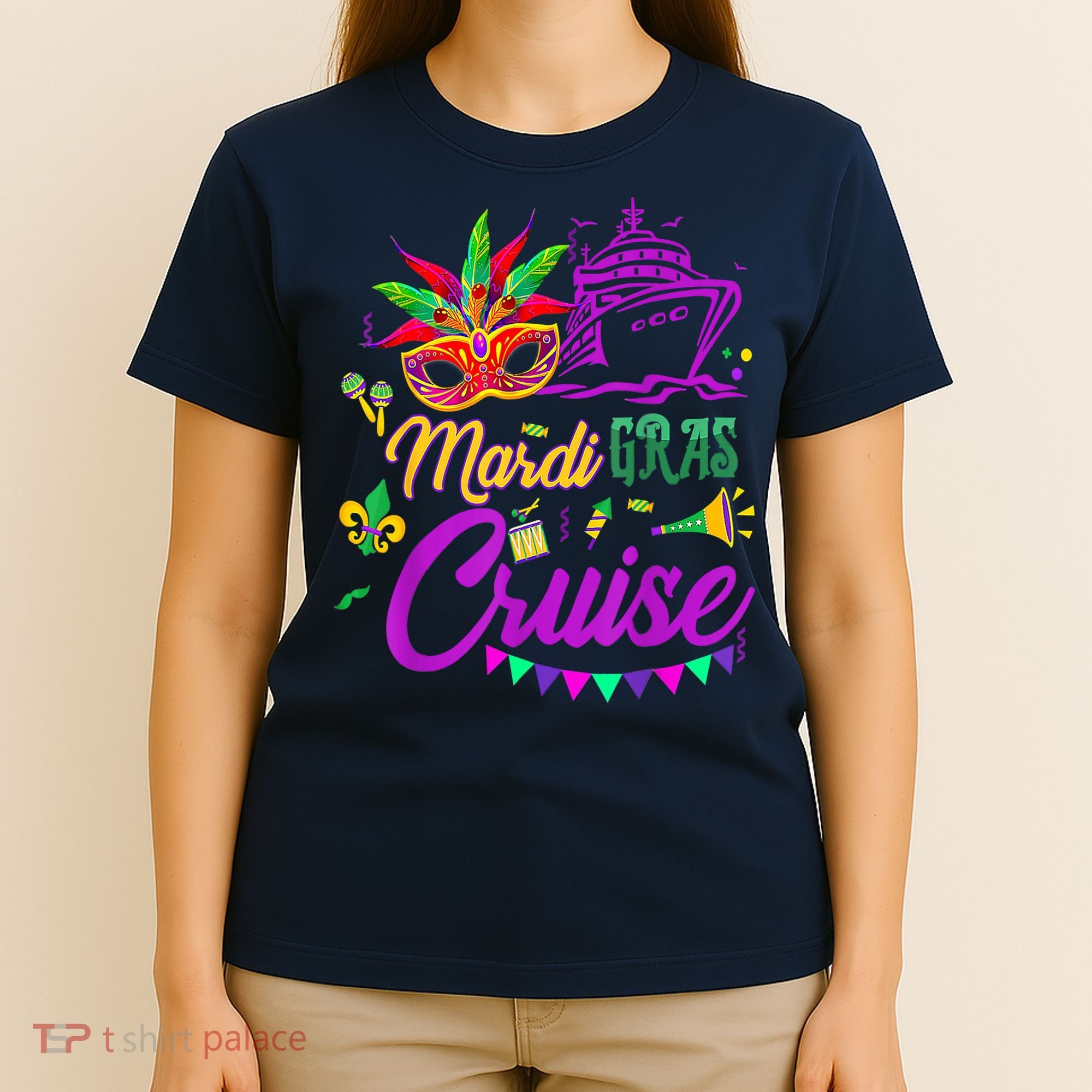 Mardi Gras Cruise Cruising Mask Cruise Ship Party Costume T-Shirt