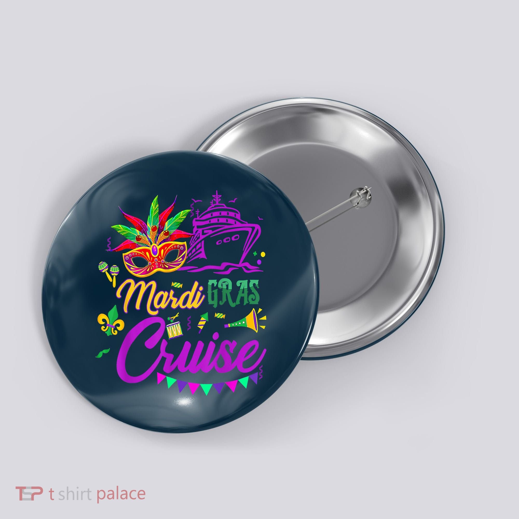 Mardi Gras Cruise Cruising Mask Cruise Ship Party Costume Button