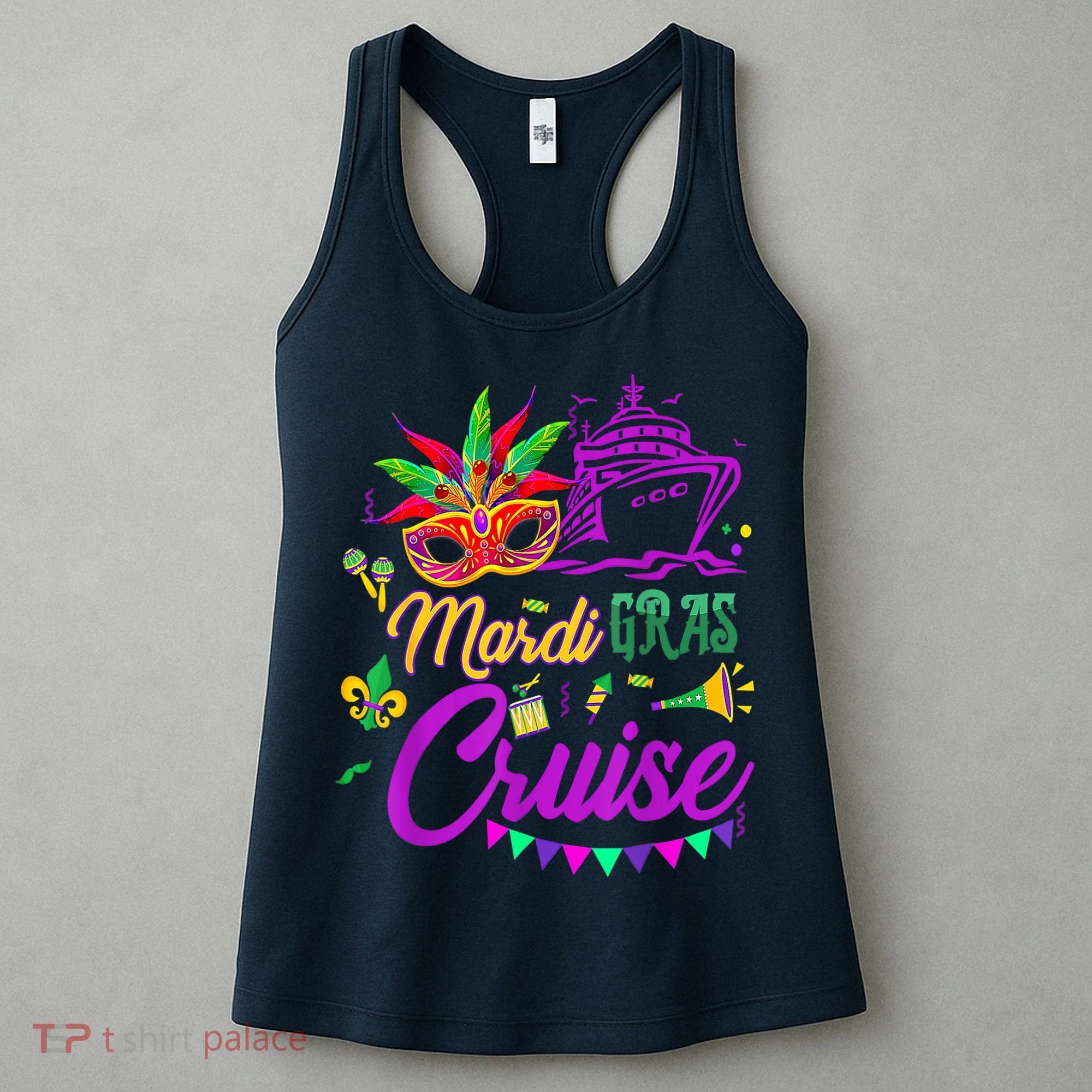 Mardi Gras Cruise Cruising Mask Cruise Ship Party Costume Women's Tank Top