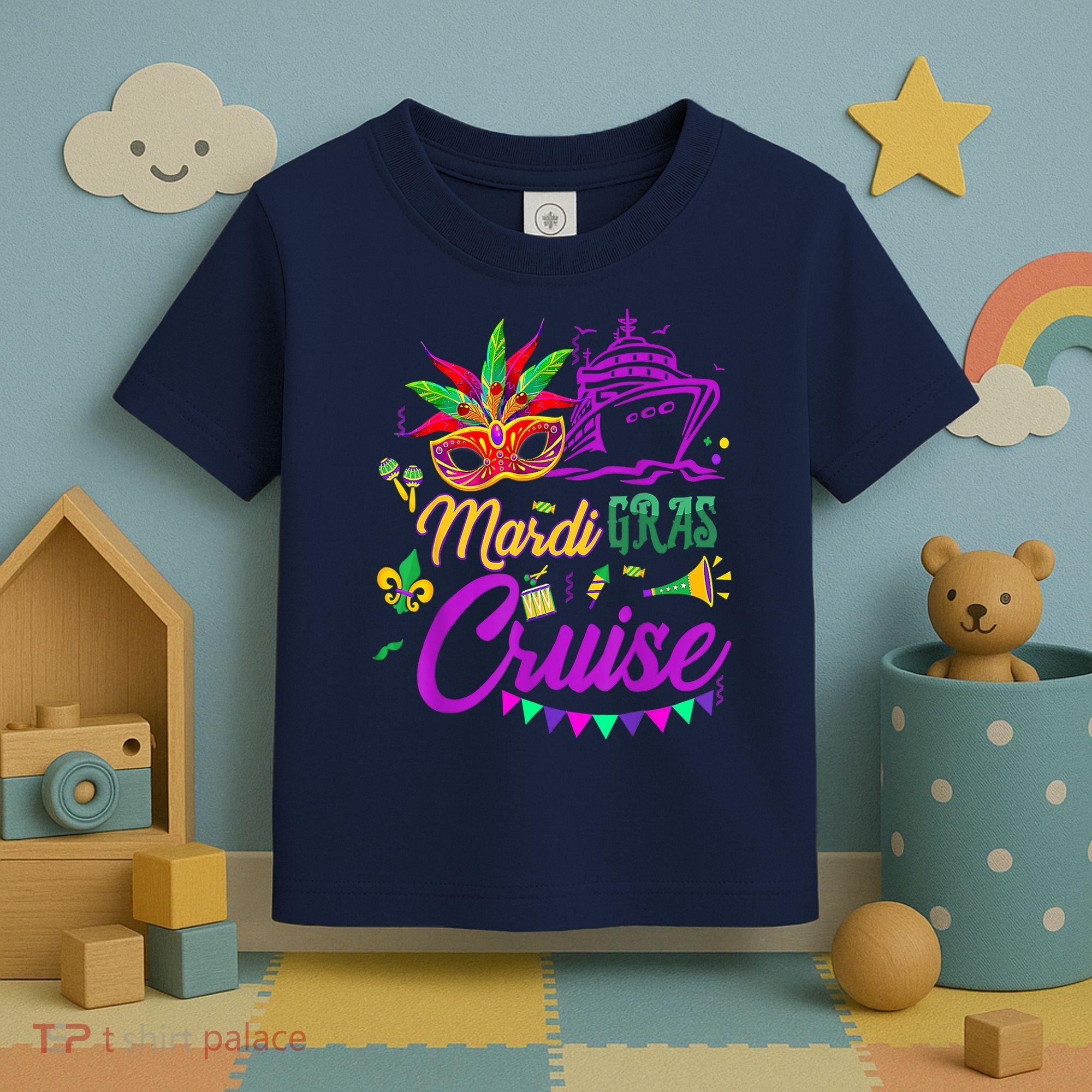 Mardi Gras Cruise Cruising Mask Cruise Ship Party Costume Toddler T-Shirt
