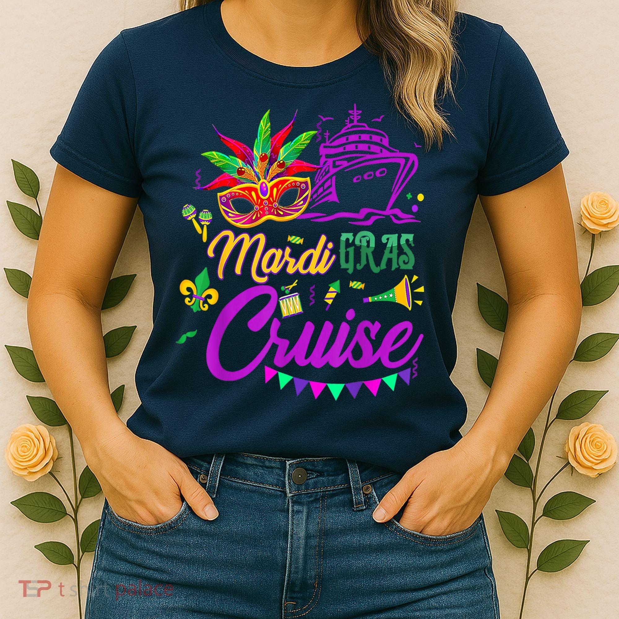 Mardi Gras Cruise Cruising Mask Cruise Ship Party Costume Women's T-Shirt