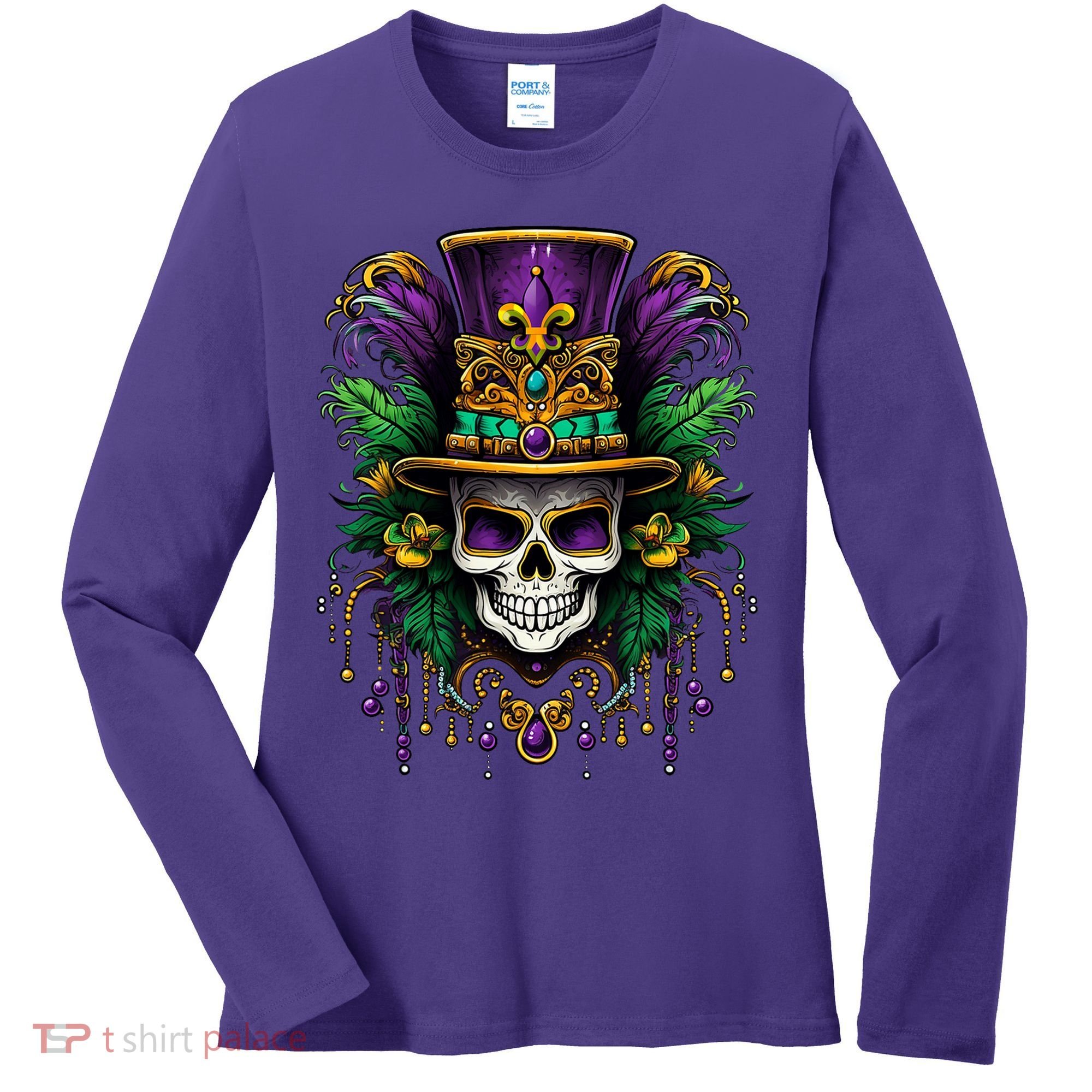 Mardi Gras Costume Sugar Skull Carnival Party Women's Long Sleeve Shirt