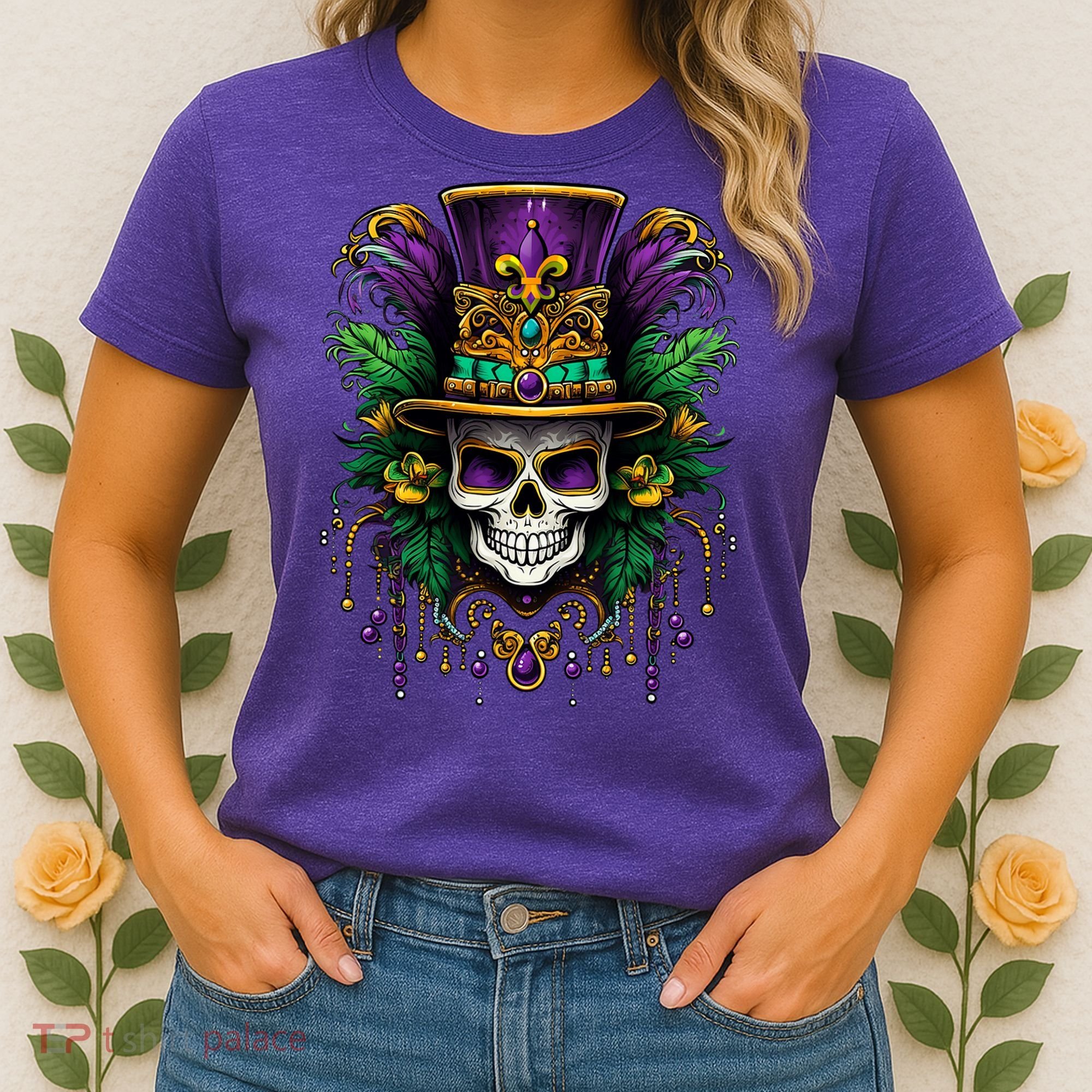 Mardi Gras Costume Sugar Skull Carnival Party Women's T-Shirt