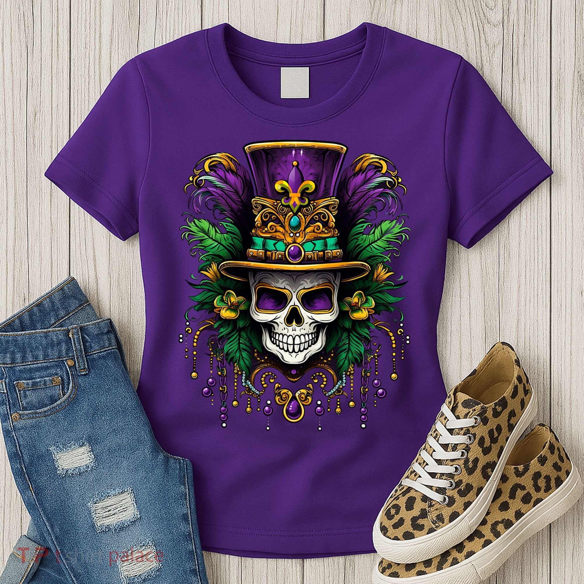 Mardi Gras Costume Sugar Skull Carnival Party Women's T-Shirt