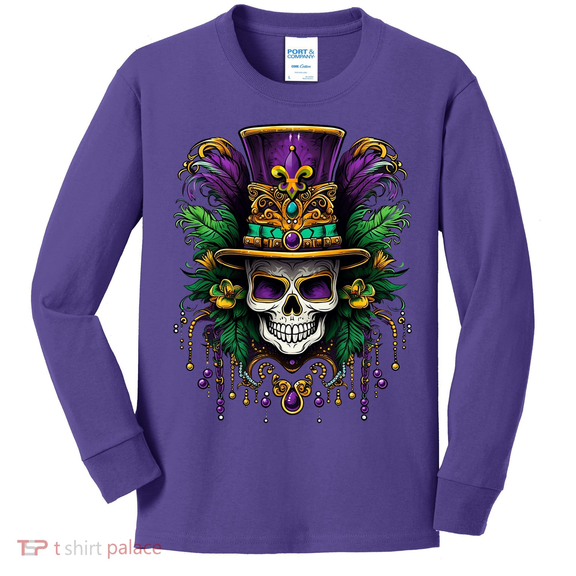 Mardi Gras Costume Sugar Skull Carnival Party Kids Long Sleeve Shirt