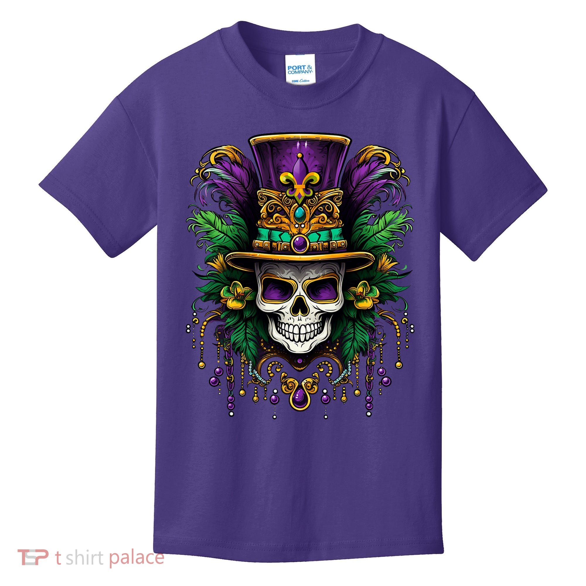 Mardi Gras Costume Sugar Skull Carnival Party Kids T-Shirt