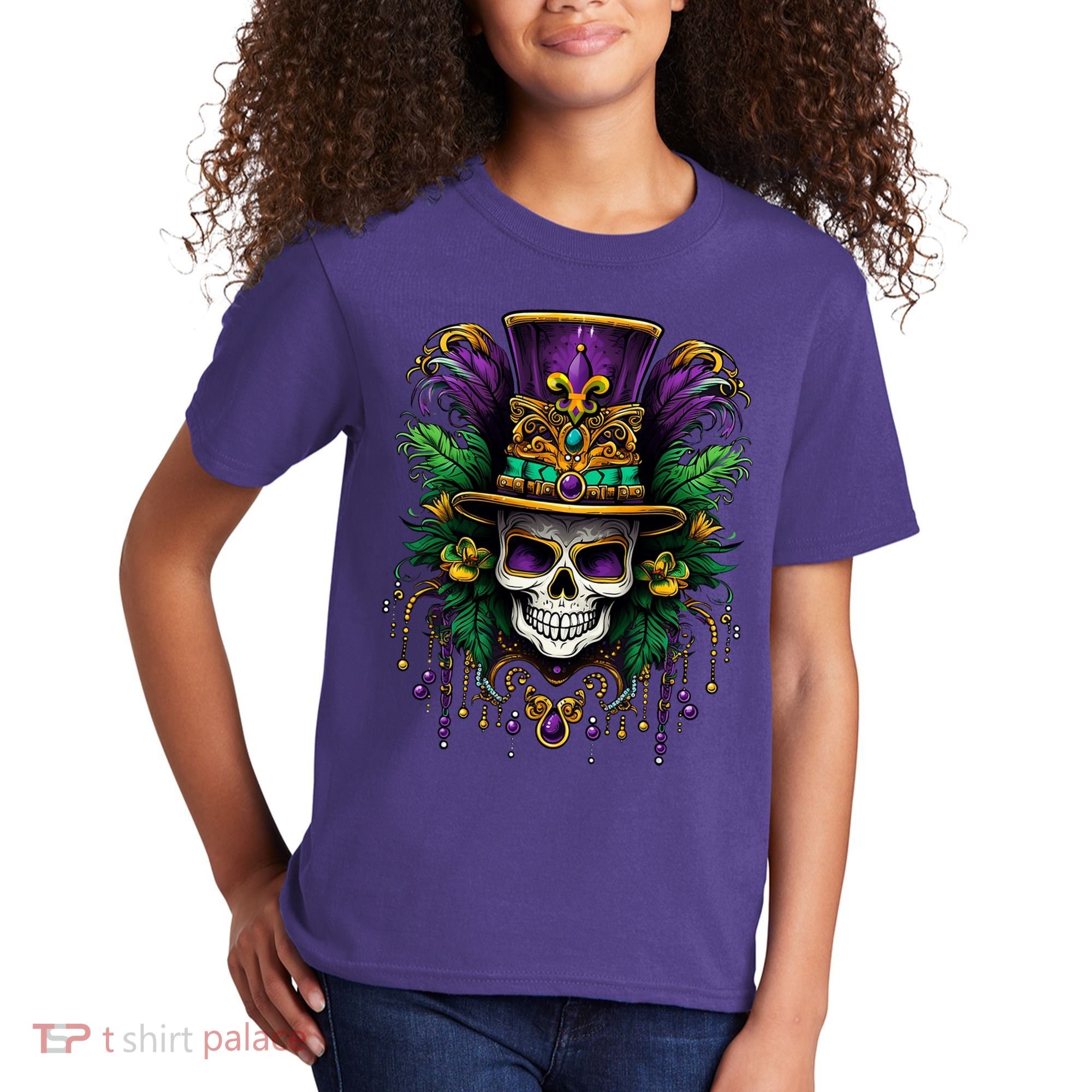 Mardi Gras Costume Sugar Skull Carnival Party Kids T-Shirt