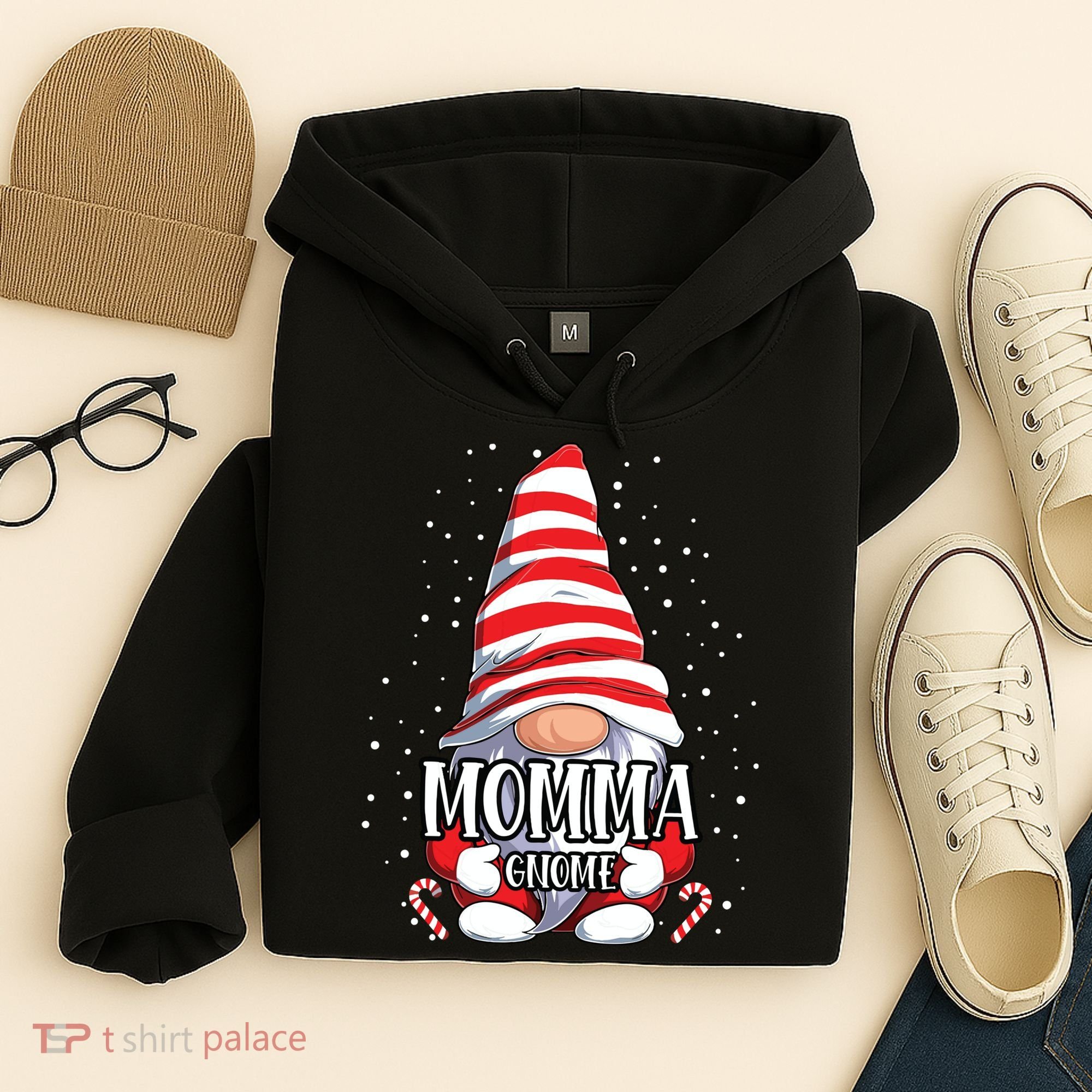 Momma Gnome Christmas Pajamas Matching Family Group Hoodie