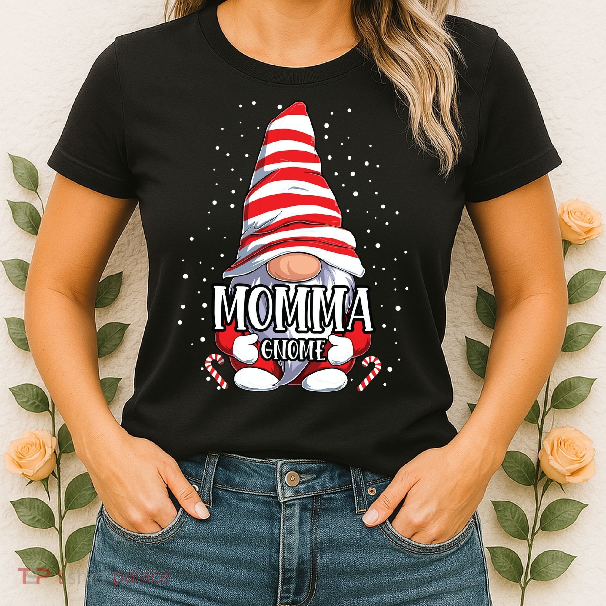 Momma Gnome Christmas Pajamas Matching Family Group Women's T-Shirt