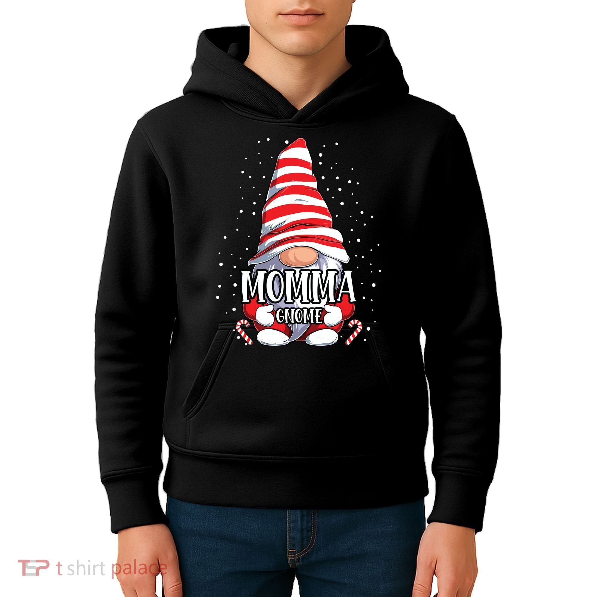Momma Gnome Christmas Pajamas Matching Family Group Kids Hoodie
