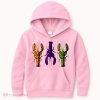 Mardi Gras Cajun Crawfish Happy Mardi Gras Kids Hoodie thumb 0