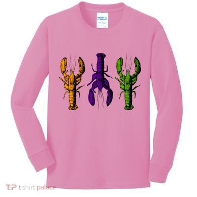 Mardi Gras Cajun Crawfish Happy Mardi Gras Kids Long Sleeve Shirt