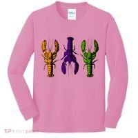 Mardi Gras Cajun Crawfish Happy Mardi Gras Kids Long Sleeve Shirt thumb 0