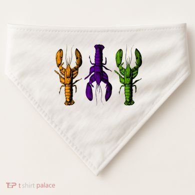 Mardi Gras Cajun Crawfish Happy Mardi Gras USA-Made Doggie Bandana