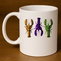 Mardi Gras Cajun Crawfish Happy Mardi Gras 11oz C Handle Ceramic Mug thumb 4