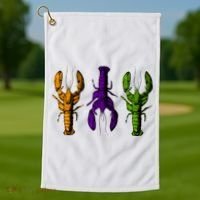 Mardi Gras Cajun Crawfish Happy Mardi Gras Golf Towel thumb 1
