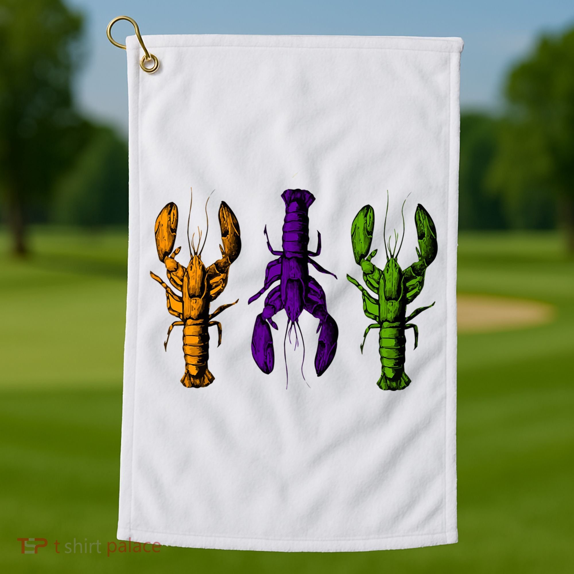 Mardi Gras Cajun Crawfish Happy Mardi Gras Golf Towel
