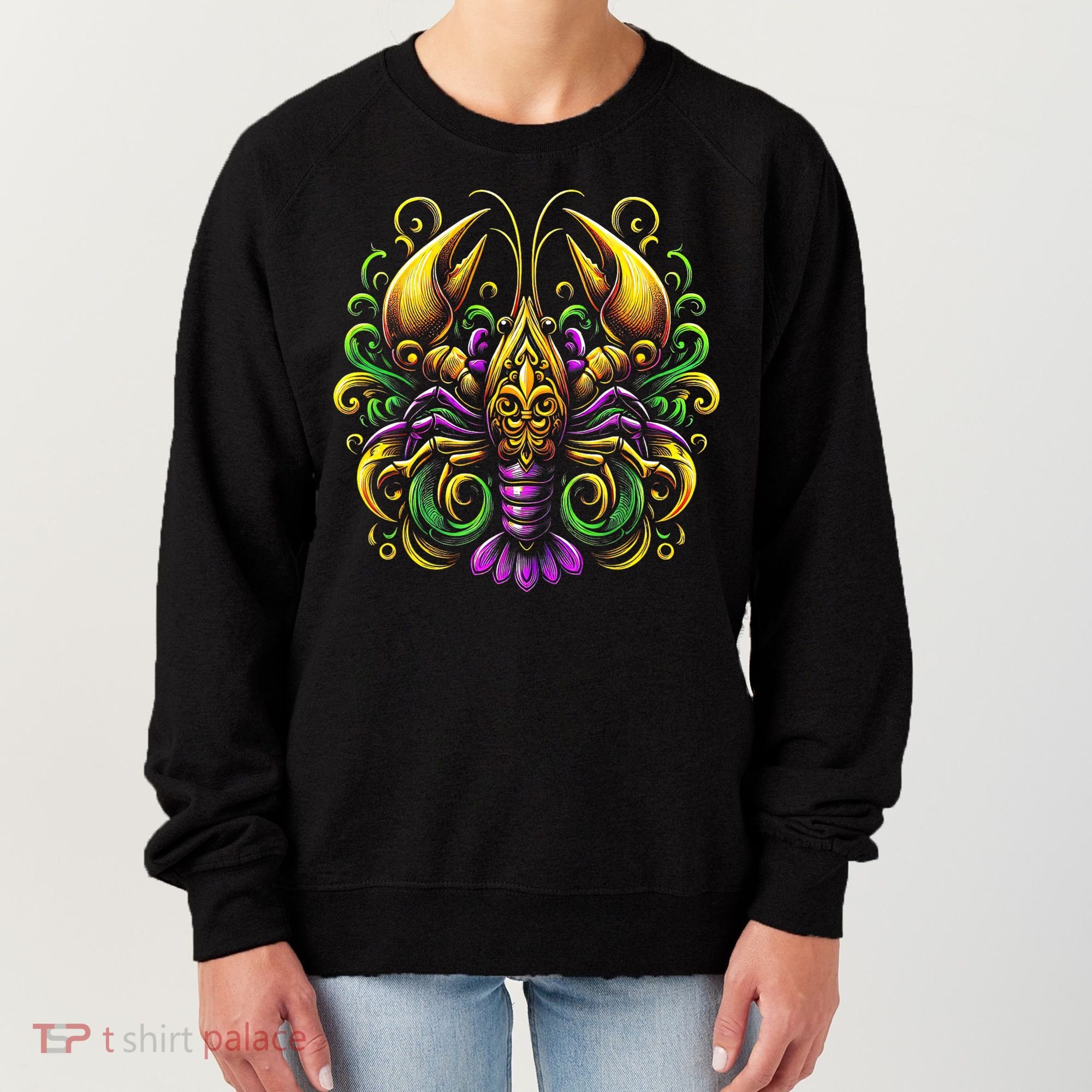 Mardi Gras Crawfish Jester Hat Bead New Orleans Women's Sweatshirt