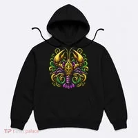 Mardi Gras Crawfish Jester Hat Bead New Orleans Hoodie thumb 0