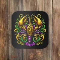 Mardi Gras Crawfish Jester Hat Bead New Orleans Coaster thumb 0