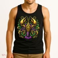 Mardi Gras Crawfish Jester Hat Bead New Orleans Tank Top thumb 3
