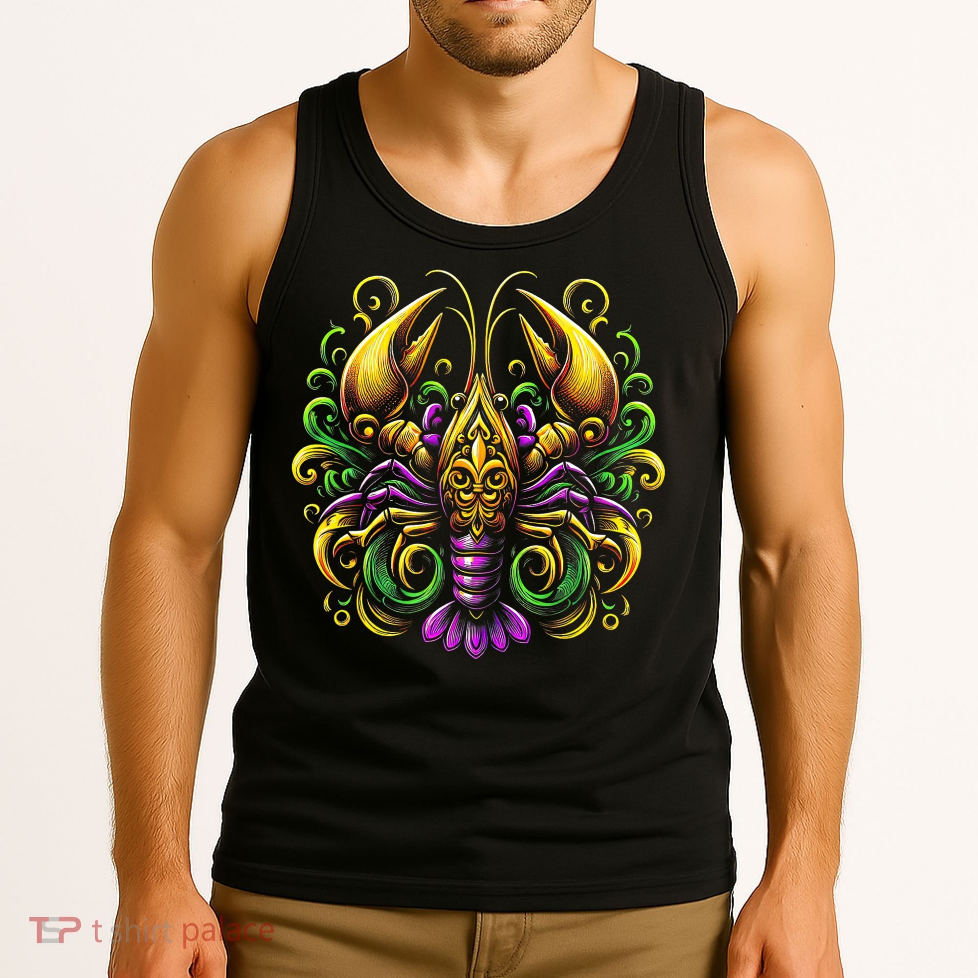 Mardi Gras Crawfish Jester Hat Bead New Orleans Tank Top