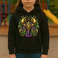 Mardi Gras Crawfish Jester Hat Bead New Orleans Kids Hoodie thumb 3