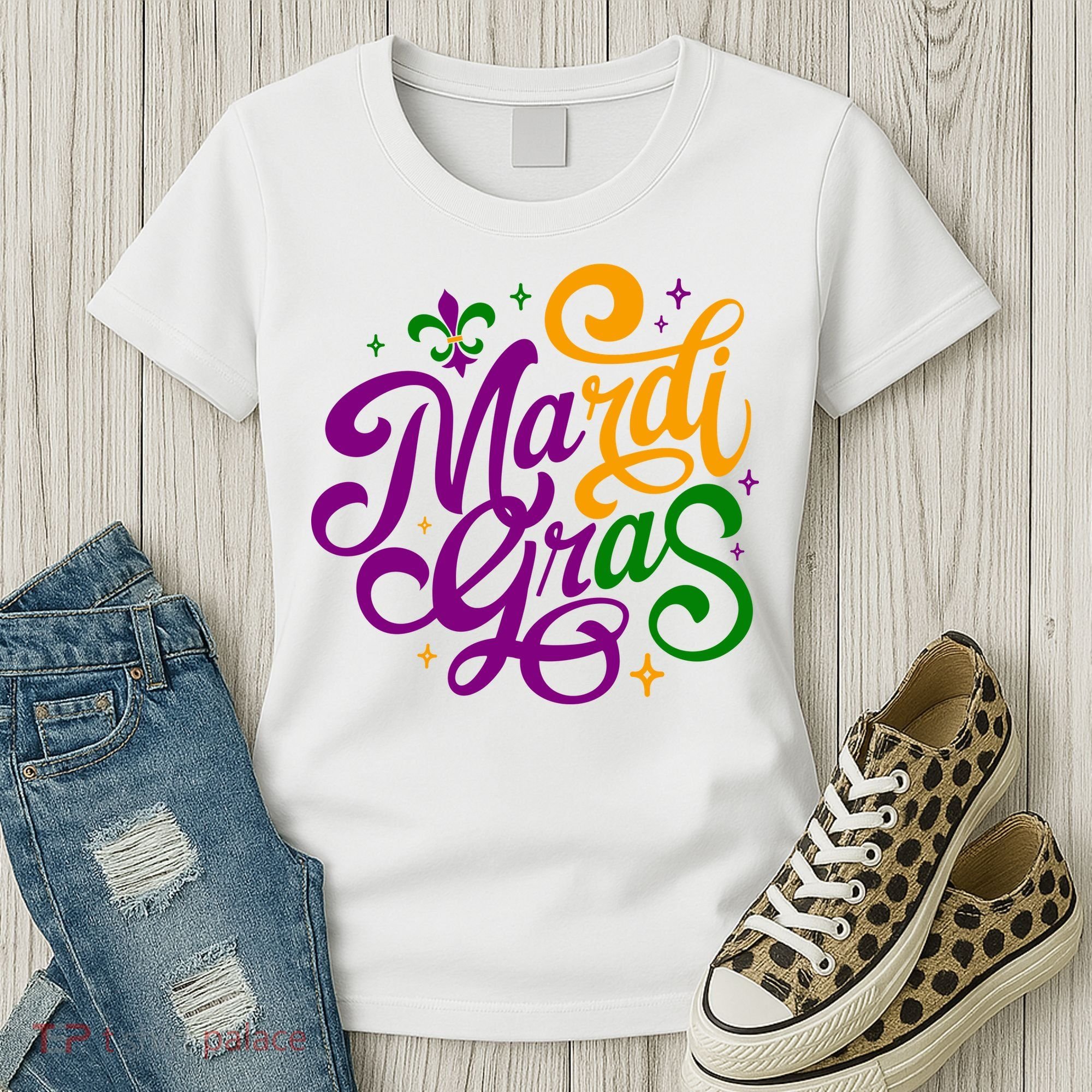 Mardi Gras Costume Fleur Lis De Emblem Funny Mardi Gras Costume Festival Party Women's T-Shirt