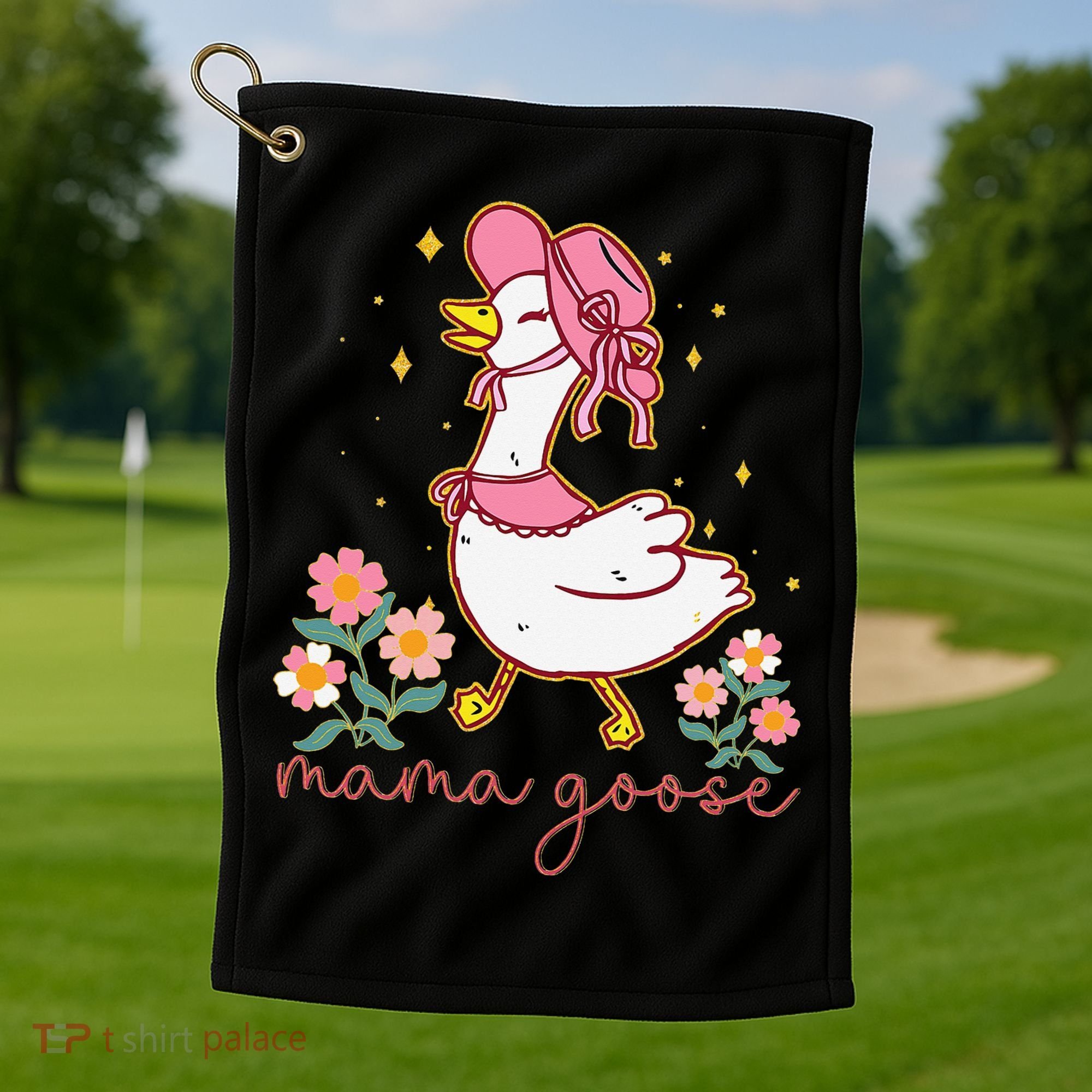 Mama Goose Coquette Bow Funny Mom Goose Mothers Day Golf Towel