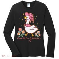 Mama Goose Coquette Bow Funny Mom Goose Mothers Day Women's Long Sleeve Shirt thumb 0