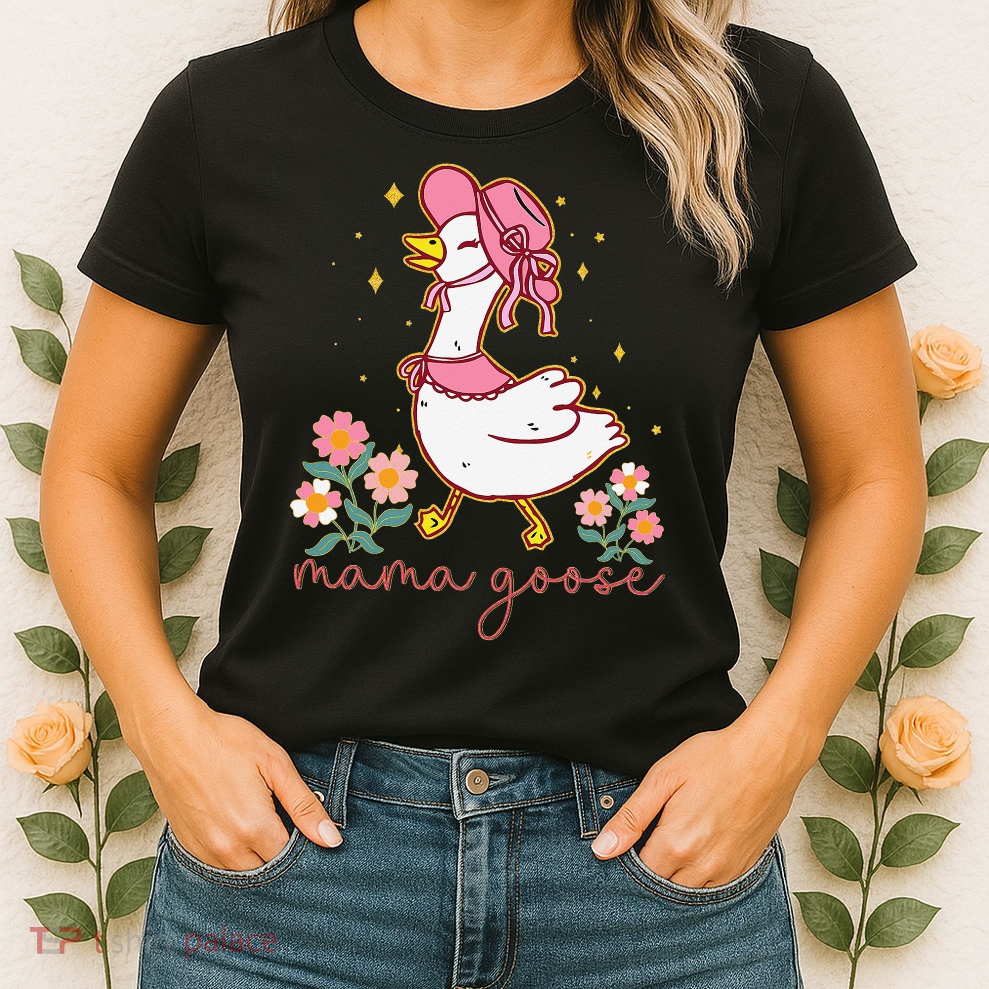 Mama Goose Coquette Bow Funny Mom Goose Mothers Day Women's T-Shirt