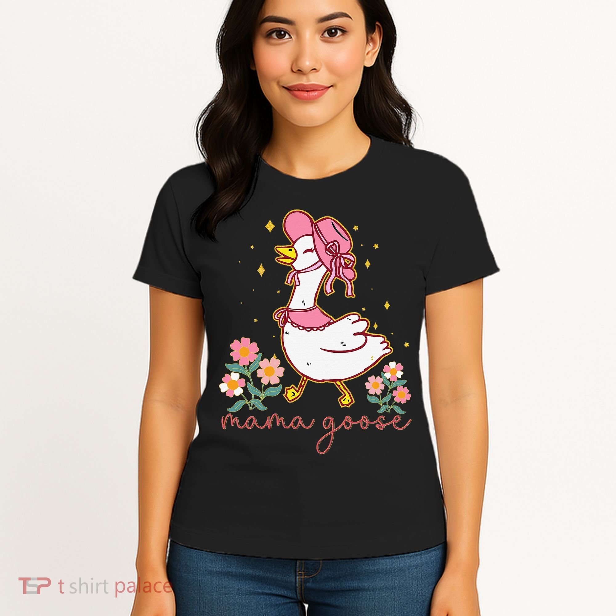 Mama Goose Coquette Bow Funny Mom Goose Mothers Day Women's T-Shirt