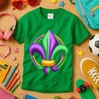 Mardi Gras Celebration Beads Kids T-Shirt thumb 3