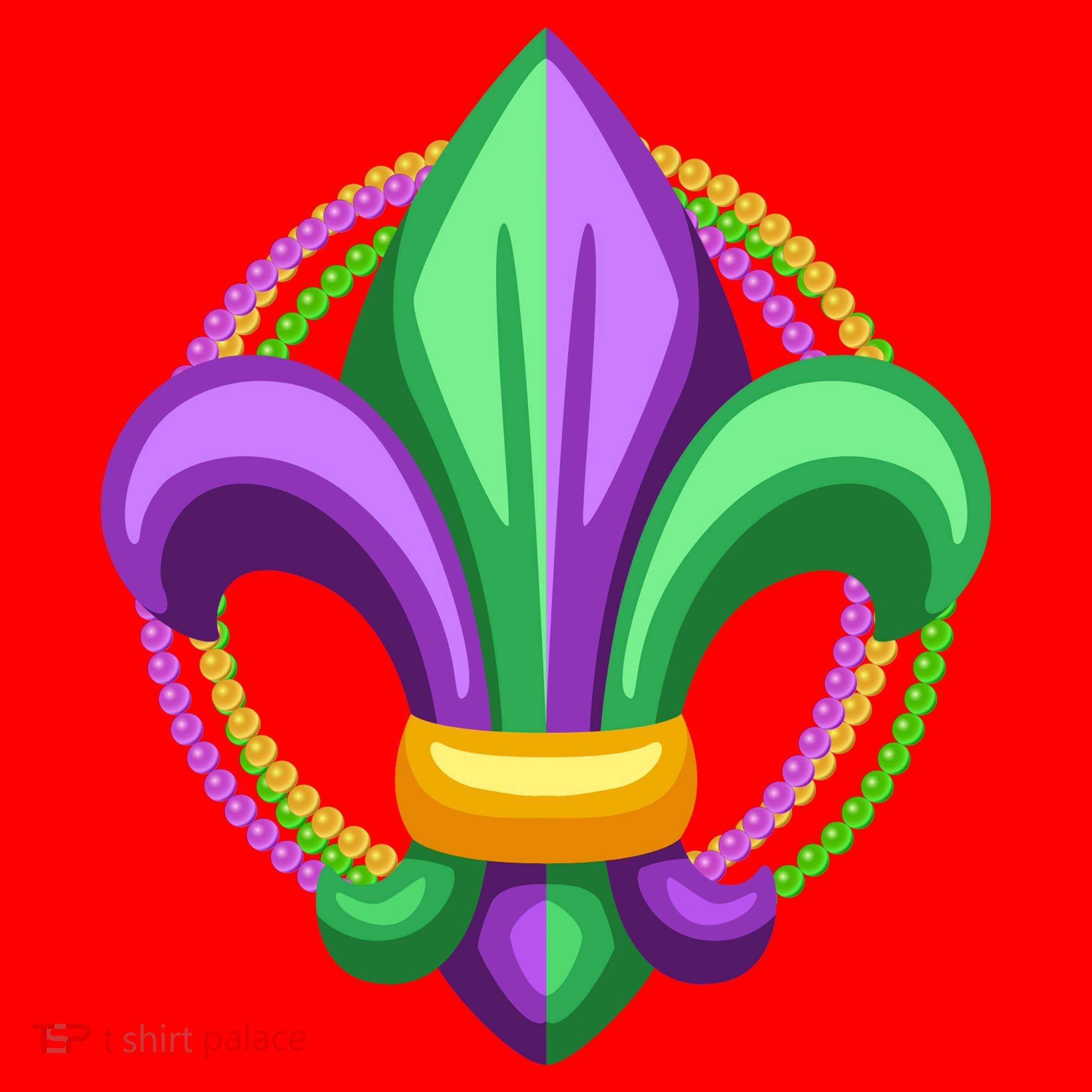 Mardi Gras Celebration Beads Santa Hat