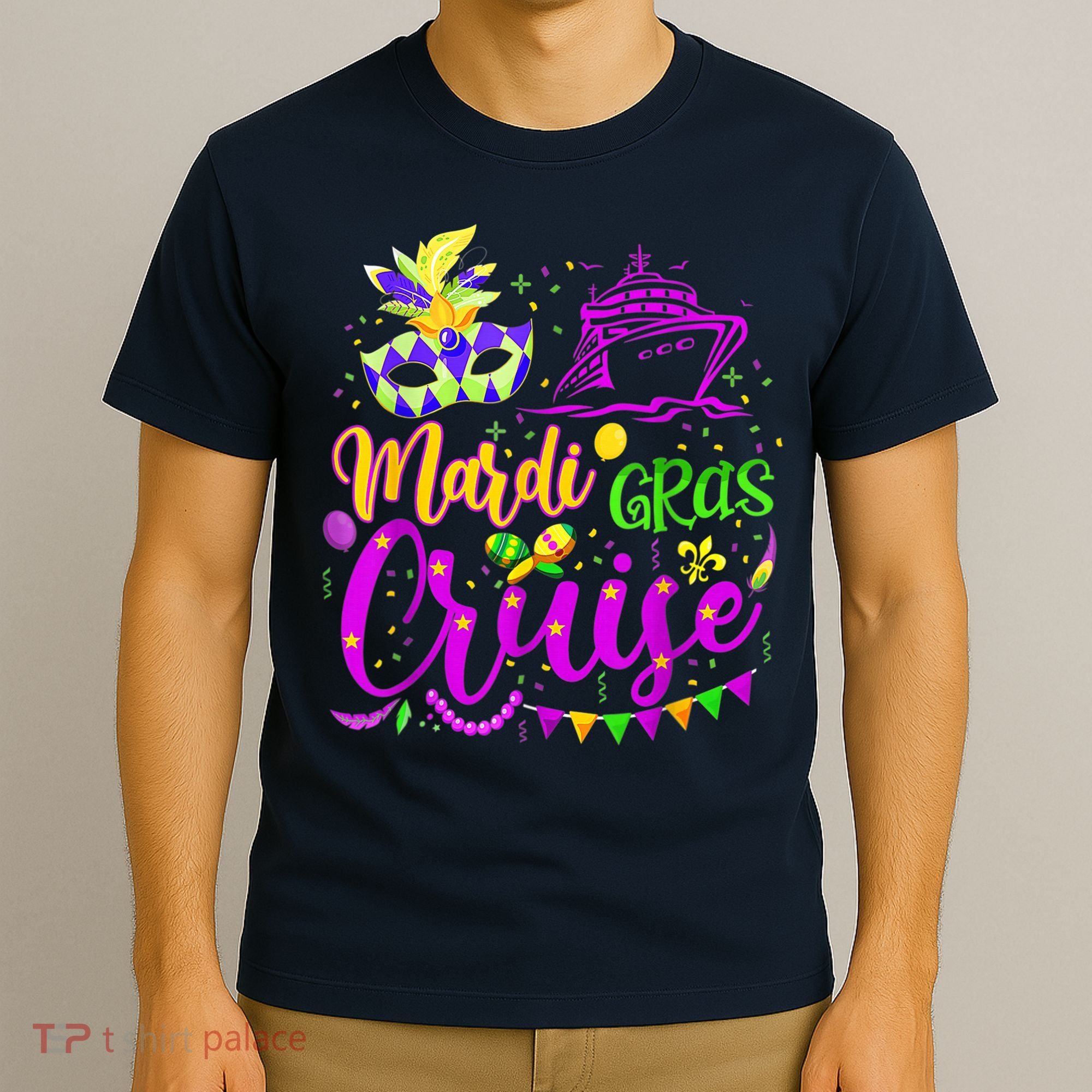 Mardi Gras Cruise Cruising Mask Cruise Ship Party Costume T-Shirt