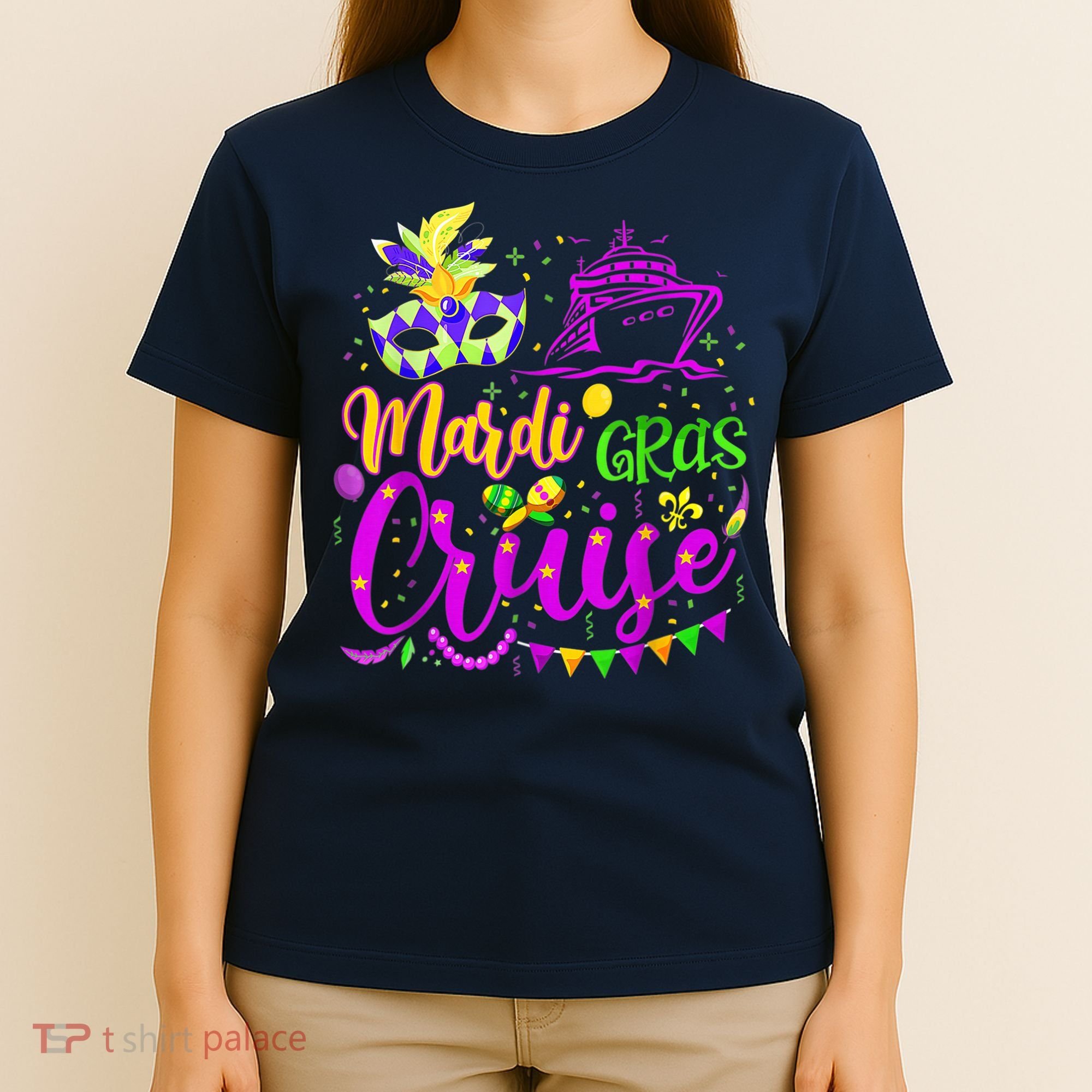 Mardi Gras Cruise Cruising Mask Cruise Ship Party Costume T-Shirt