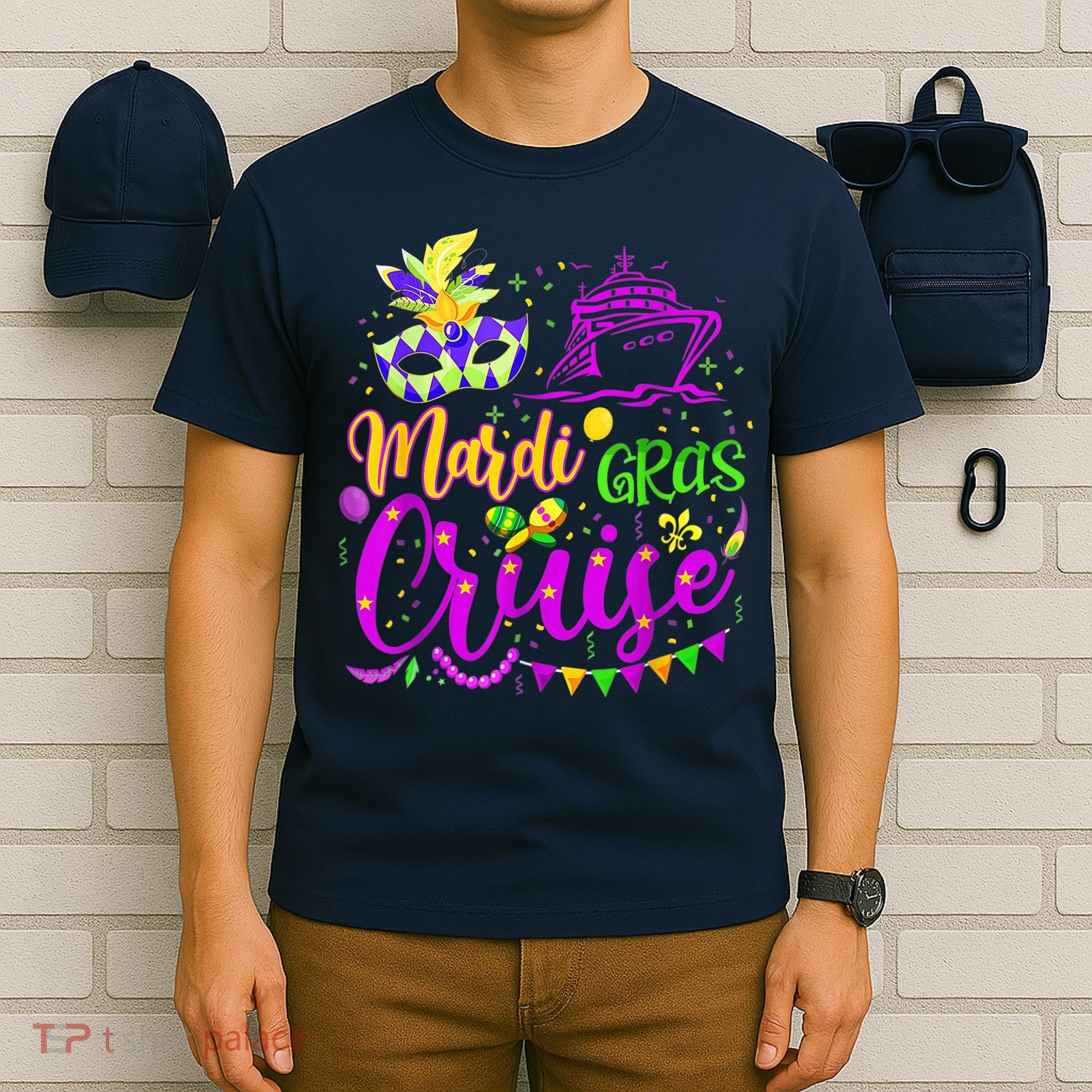 Mardi Gras Cruise Cruising Mask Cruise Ship Party Costume T-Shirt