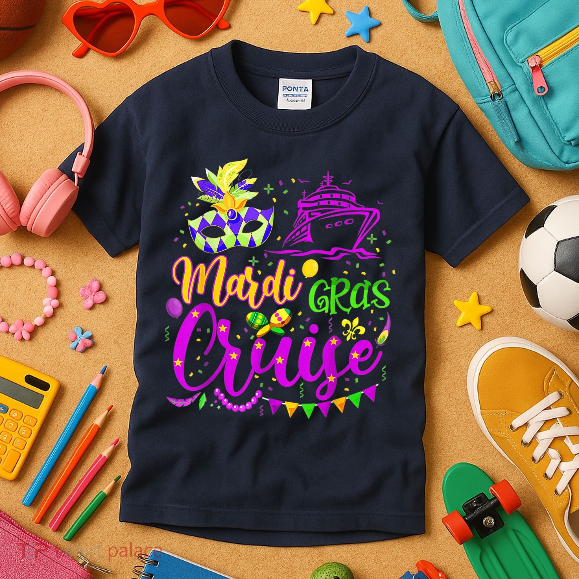 Mardi Gras Cruise Cruising Mask Cruise Ship Party Costume Kids T-Shirt