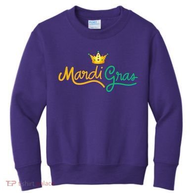 Mardi Gras Crown Celebration Kids Sweatshirt