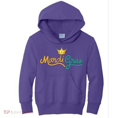 Mardi Gras Crown Celebration Kids Hoodie