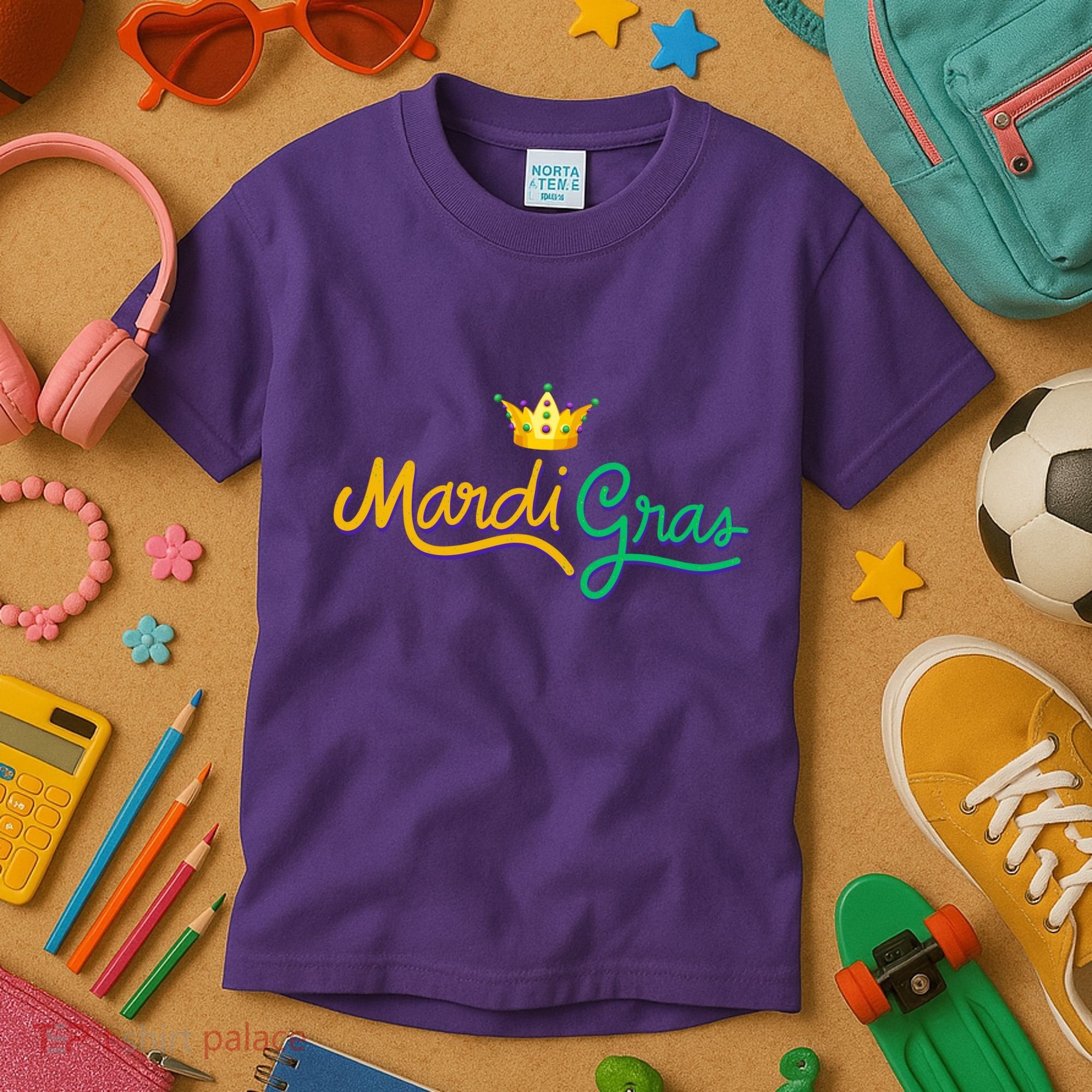 Mardi Gras Crown Celebration Kids T-Shirt