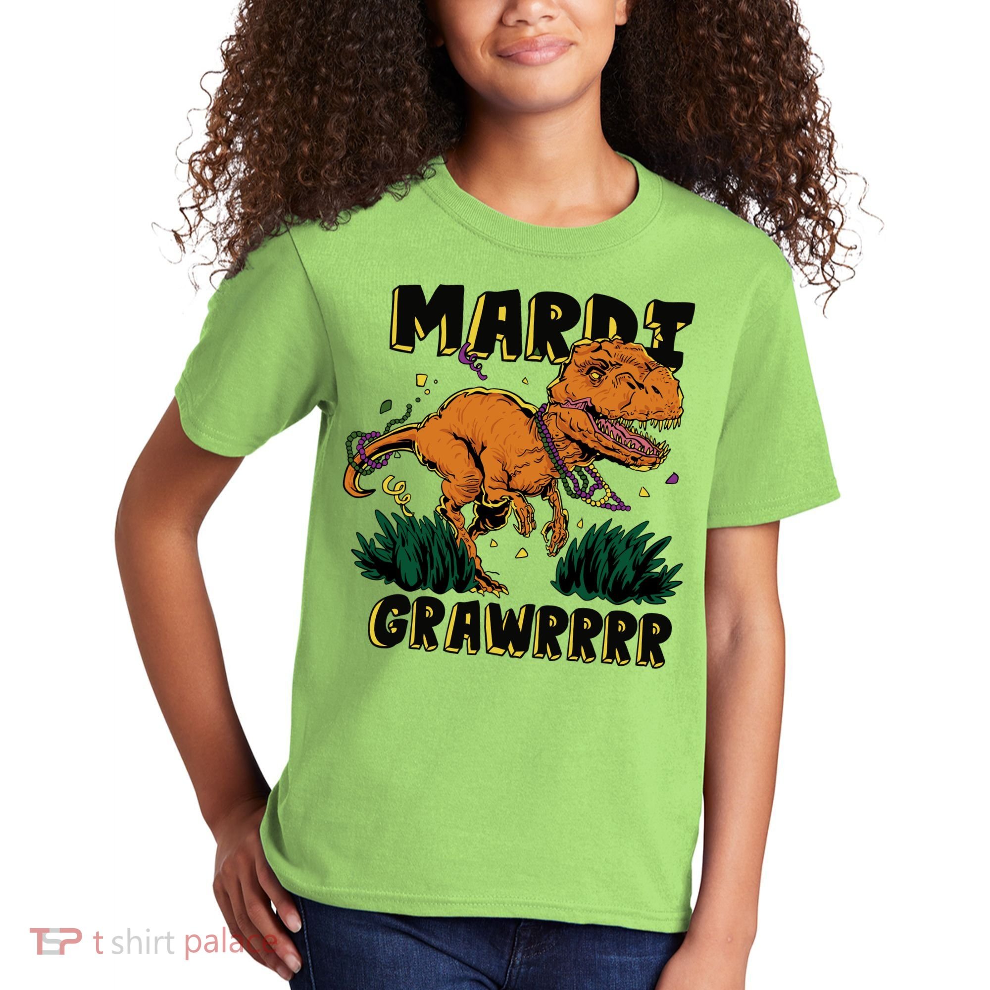 Mardi Gras Dinosaur Celebration Kids T-Shirt
