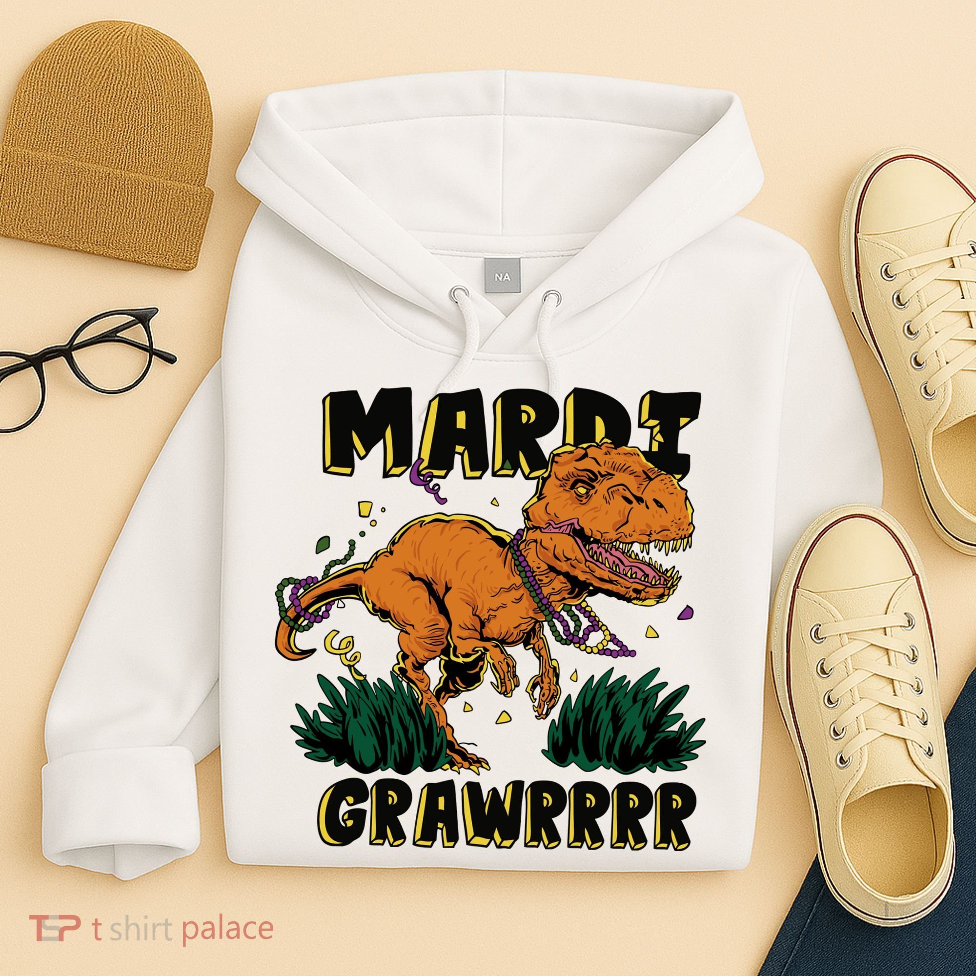 Mardi Gras Dinosaur Celebration Hoodie